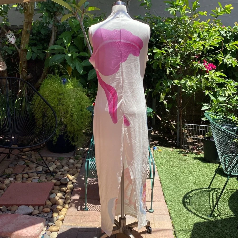 Micas Tropical Shell Print Fitted Sleeveless Maxi Dress Maruja Mallo Art Design - Picture 3 of 17